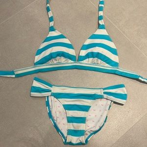 PINK BY Victoria’s Secret small and XS white and blue Bikini top and bottom set